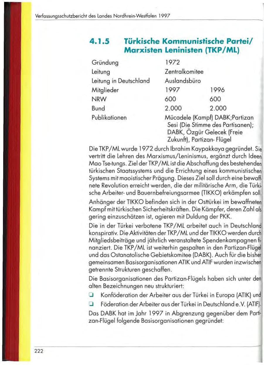 Seite 224 des Verfassungsschutzbericht 1997 Nordrhein-Westfalen