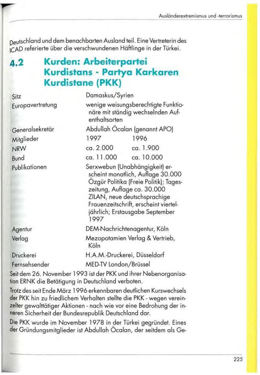 Seite 227 des Verfassungsschutzbericht 1997 Nordrhein-Westfalen