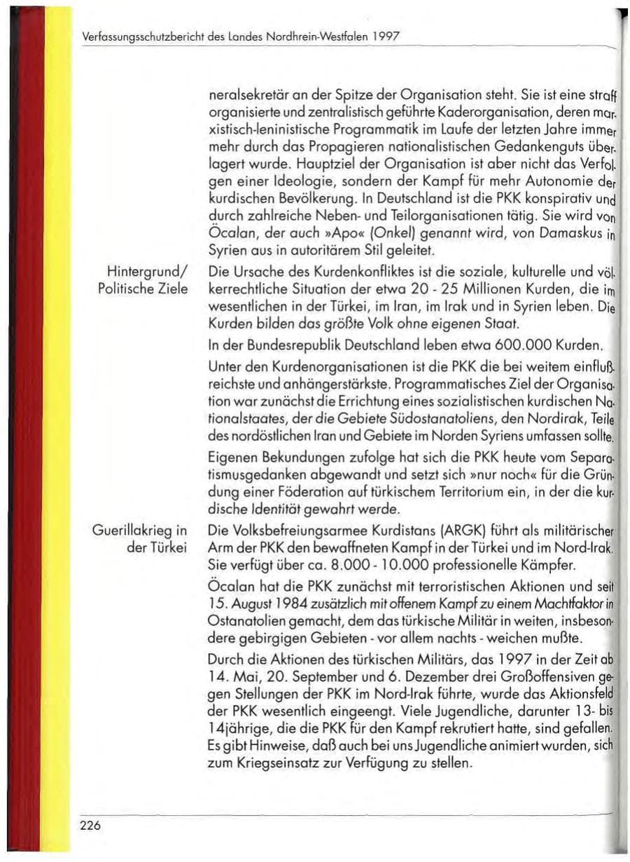 Seite 228 des Verfassungsschutzbericht 1997 Nordrhein-Westfalen