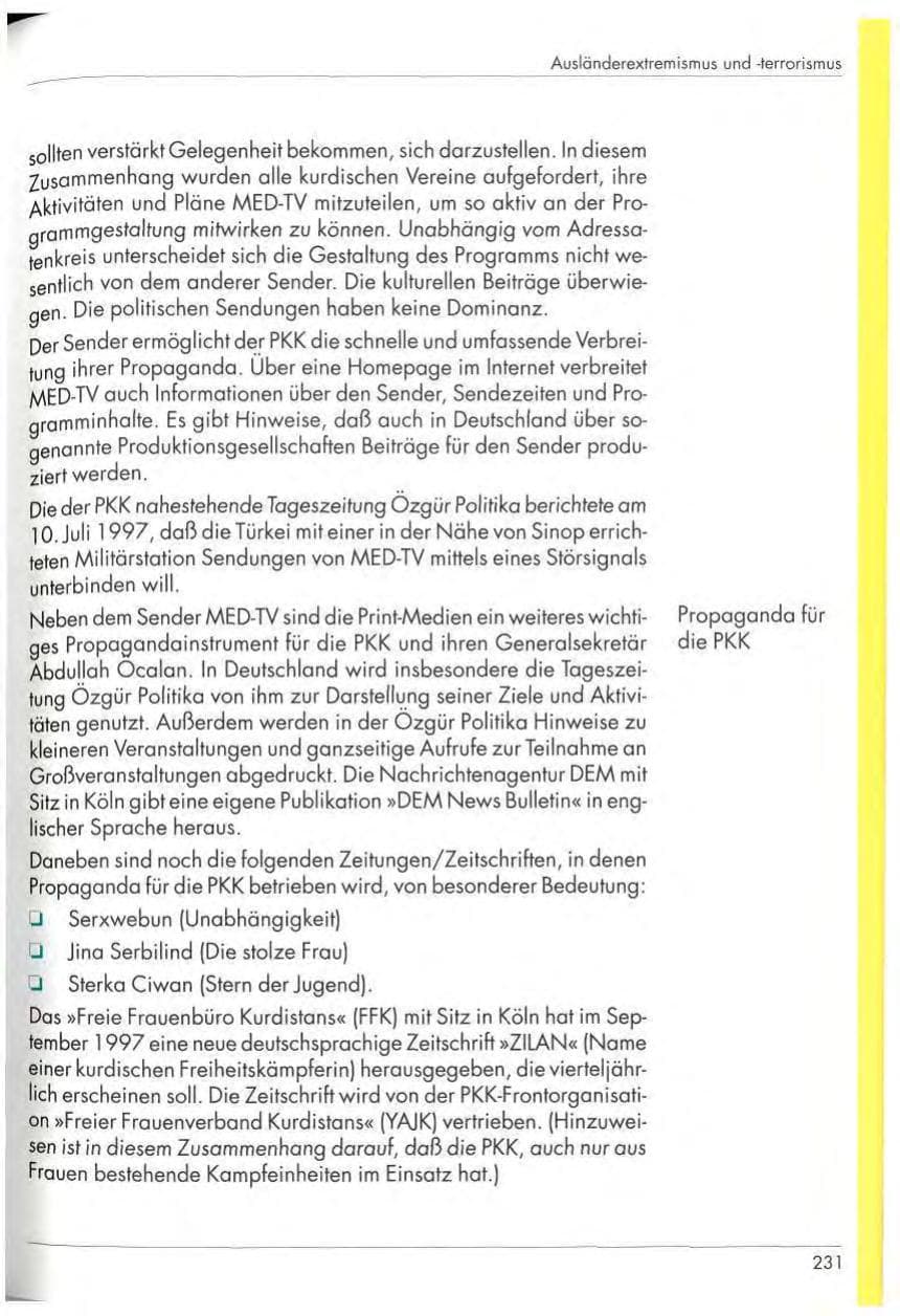 Seite 233 des Verfassungsschutzbericht 1997 Nordrhein-Westfalen