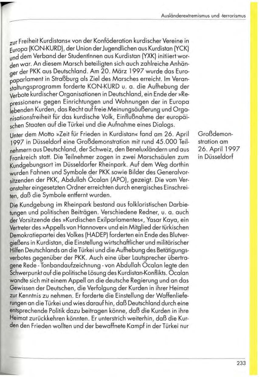 Seite 235 des Verfassungsschutzbericht 1997 Nordrhein-Westfalen
