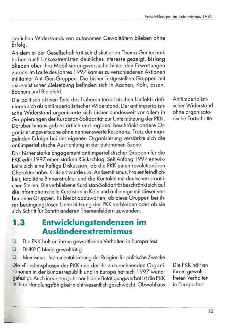 Seite 25 des Verfassungsschutzbericht 1997 Nordrhein-Westfalen