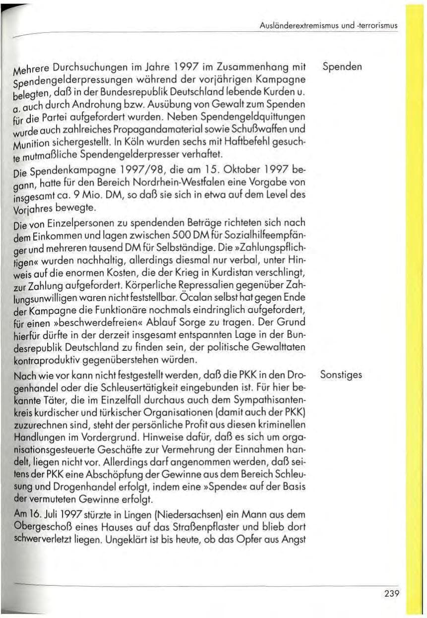 Seite 241 des Verfassungsschutzbericht 1997 Nordrhein-Westfalen