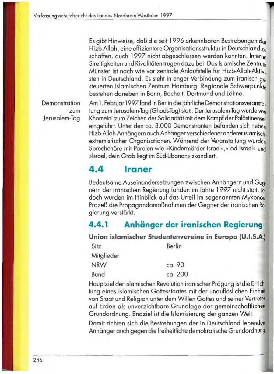 Seite 248 des Verfassungsschutzbericht 1997 Nordrhein-Westfalen