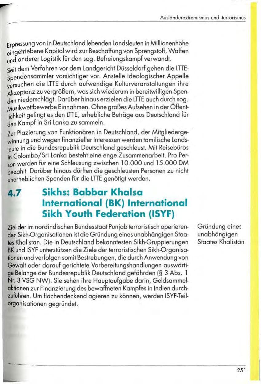 Seite 253 des Verfassungsschutzbericht 1997 Nordrhein-Westfalen