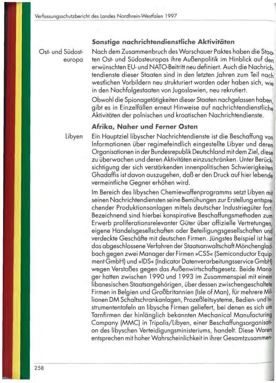Seite 260 des Verfassungsschutzbericht 1997 Nordrhein-Westfalen