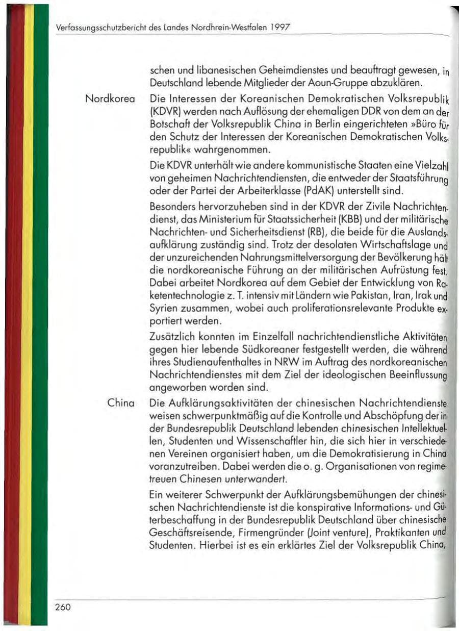 Seite 262 des Verfassungsschutzbericht 1997 Nordrhein-Westfalen