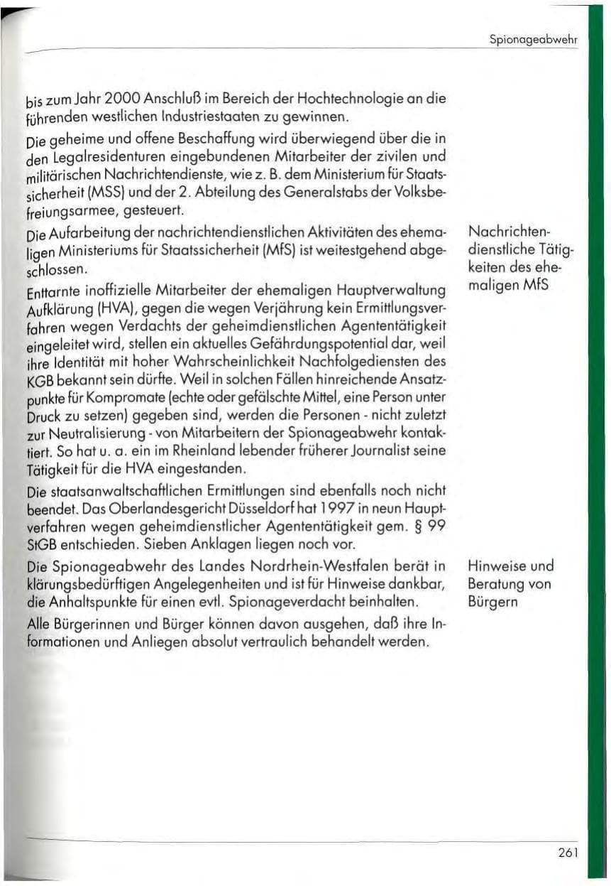Seite 263 des Verfassungsschutzbericht 1997 Nordrhein-Westfalen