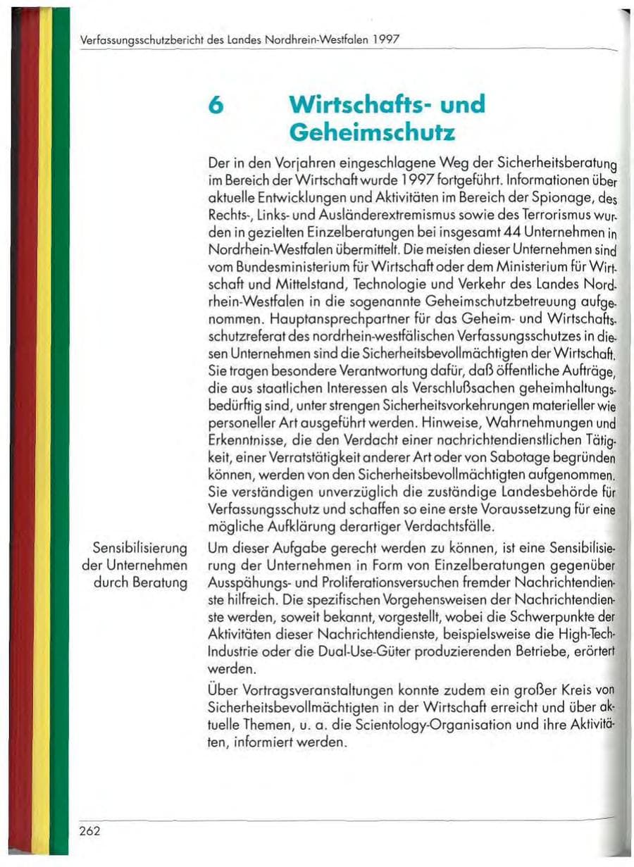 Seite 264 des Verfassungsschutzbericht 1997 Nordrhein-Westfalen