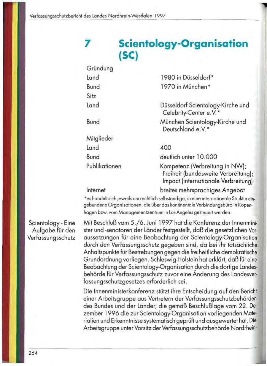 Seite 266 des Verfassungsschutzbericht 1997 Nordrhein-Westfalen