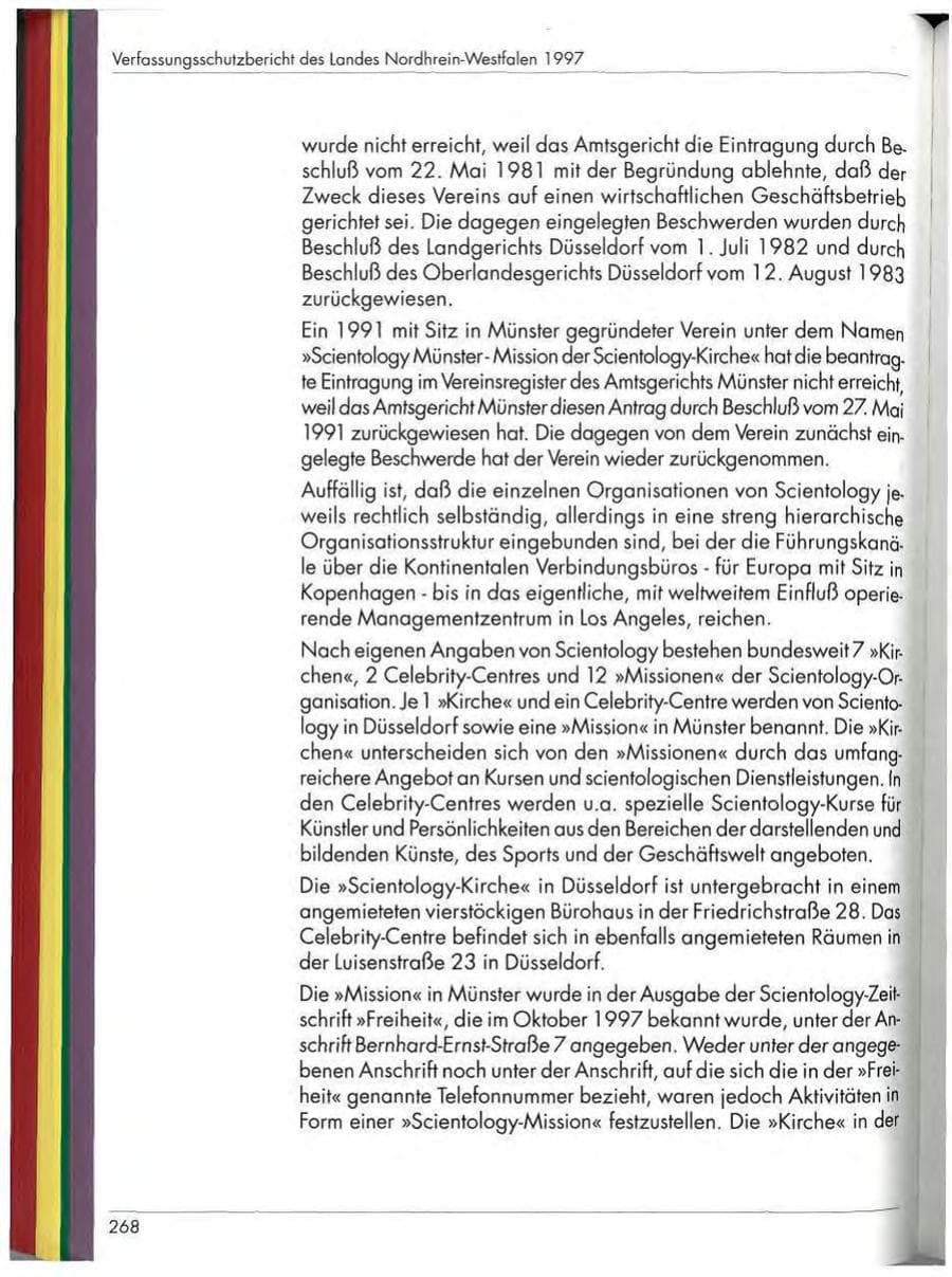 Seite 270 des Verfassungsschutzbericht 1997 Nordrhein-Westfalen