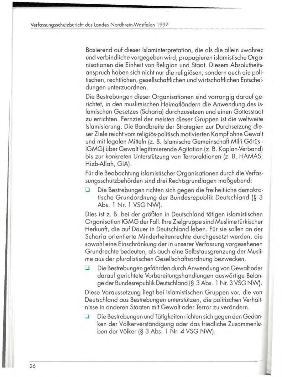 Seite 28 des Verfassungsschutzbericht 1997 Nordrhein-Westfalen
