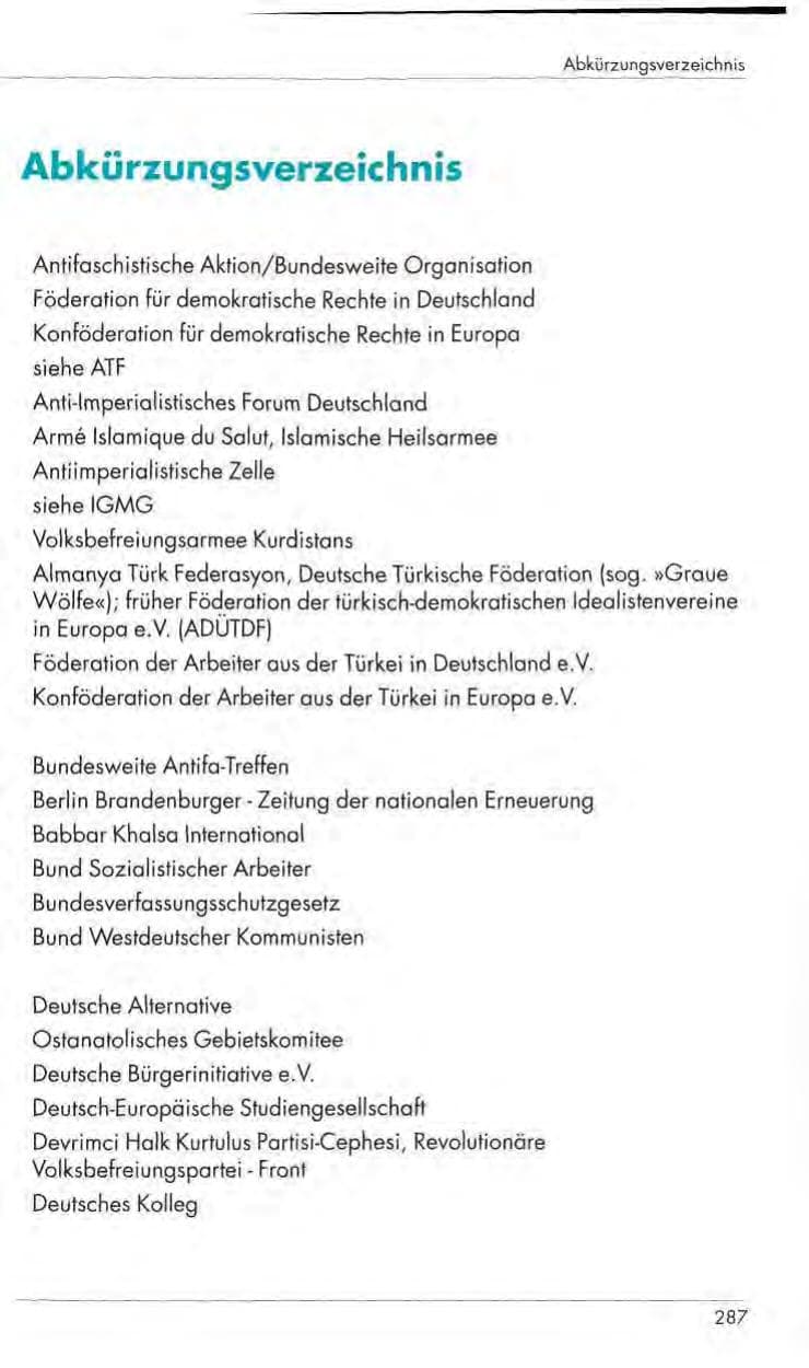 Seite 289 des Verfassungsschutzbericht 1997 Nordrhein-Westfalen
