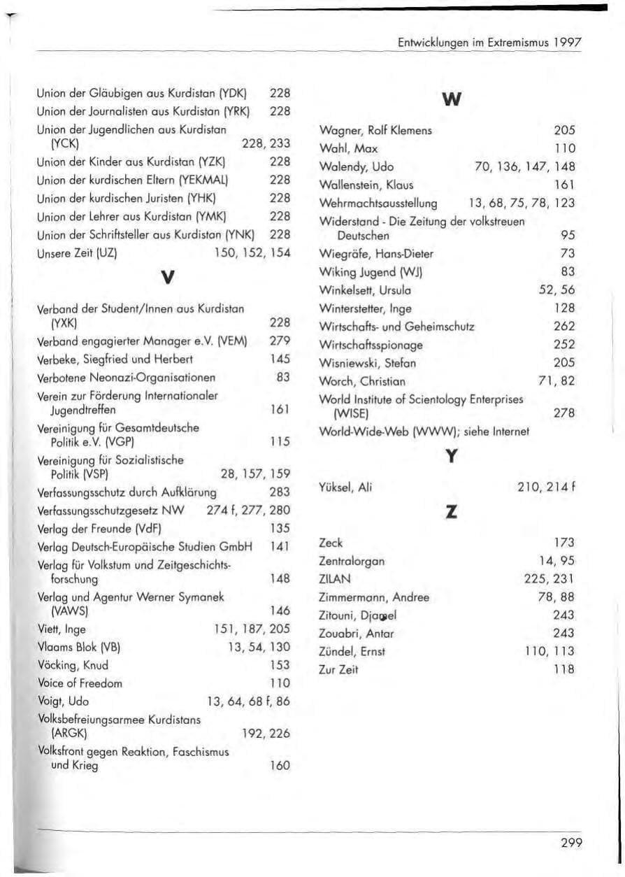 Seite 301 des Verfassungsschutzbericht 1997 Nordrhein-Westfalen