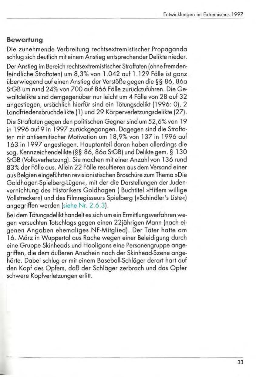 Seite 35 des Verfassungsschutzbericht 1997 Nordrhein-Westfalen
