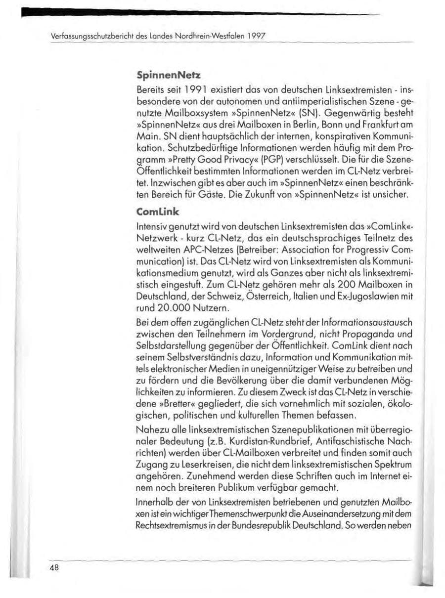 Seite 50 des Verfassungsschutzbericht 1997 Nordrhein-Westfalen