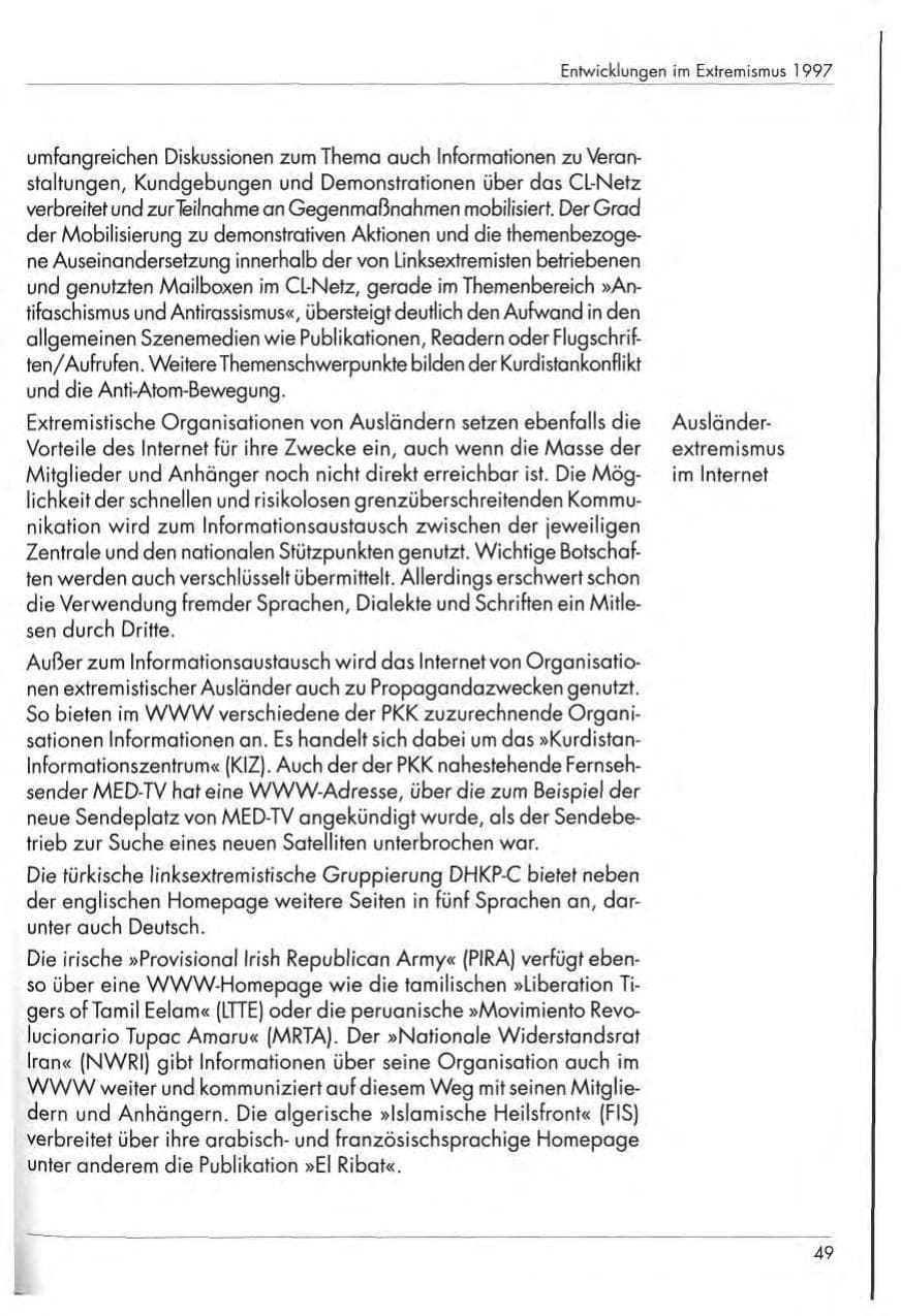 Seite 51 des Verfassungsschutzbericht 1997 Nordrhein-Westfalen