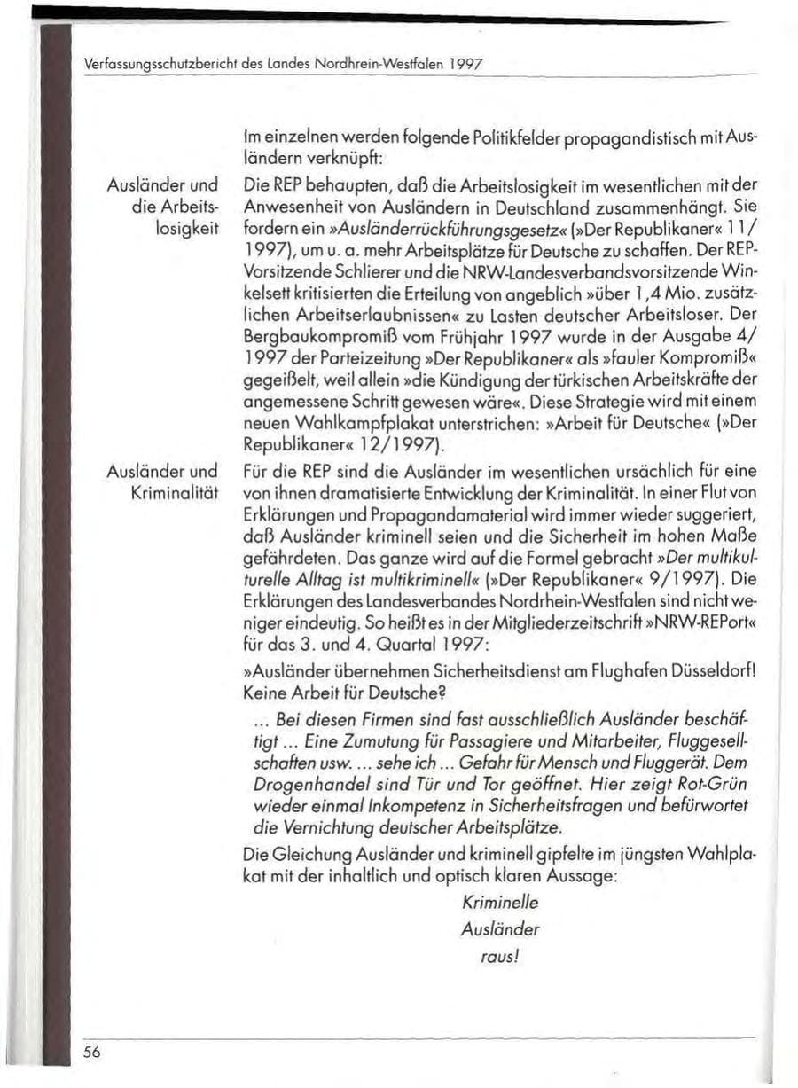Seite 58 des Verfassungsschutzbericht 1997 Nordrhein-Westfalen