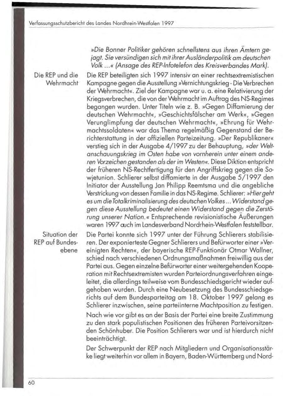 Seite 62 des Verfassungsschutzbericht 1997 Nordrhein-Westfalen