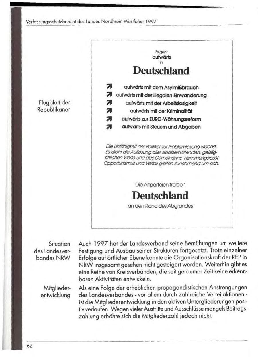 Seite 64 des Verfassungsschutzbericht 1997 Nordrhein-Westfalen