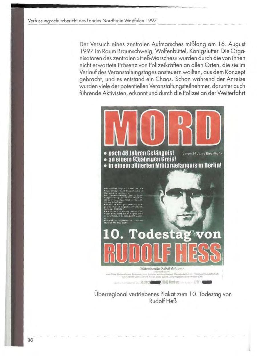 Seite 82 des Verfassungsschutzbericht 1997 Nordrhein-Westfalen