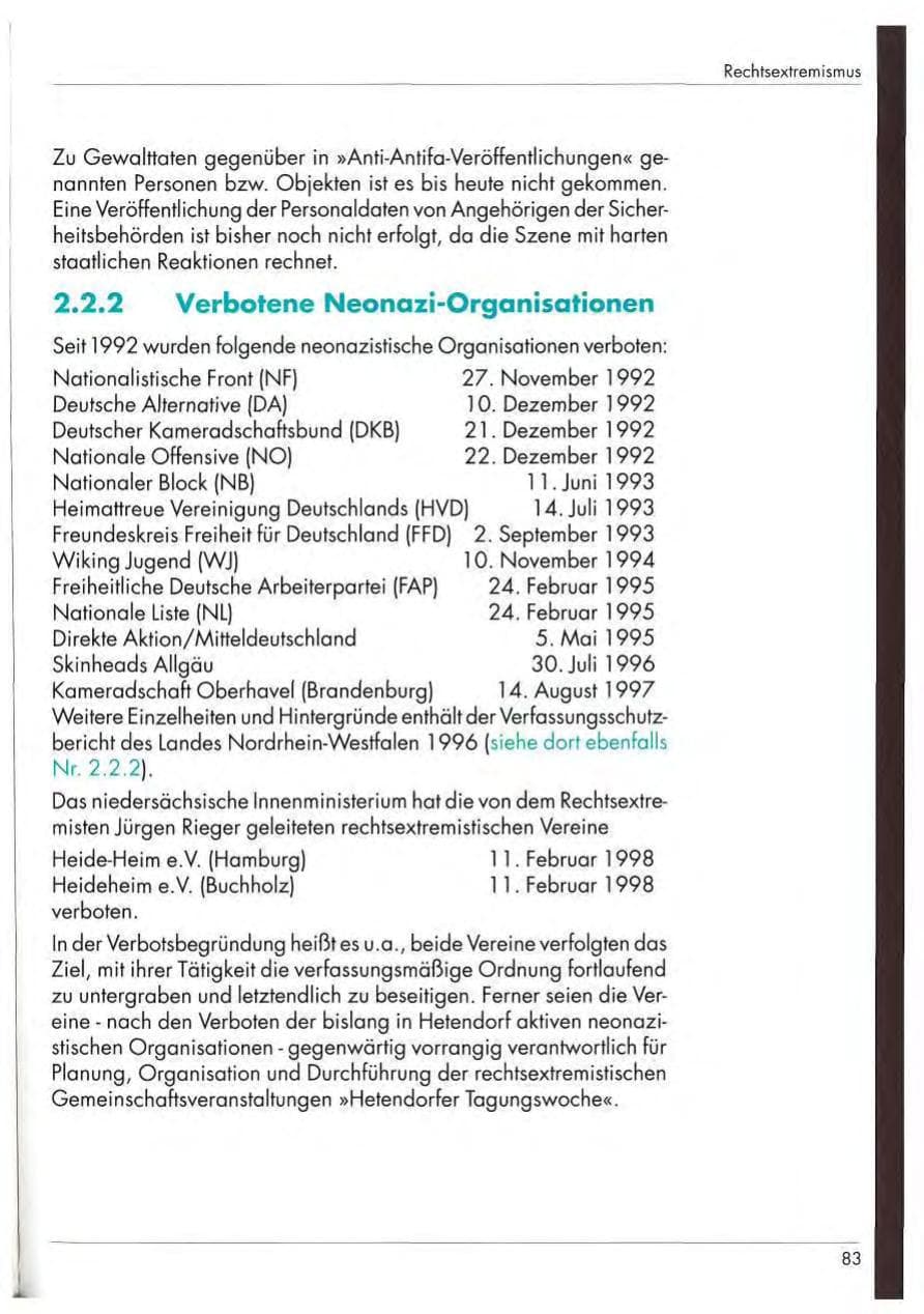 Seite 85 des Verfassungsschutzbericht 1997 Nordrhein-Westfalen