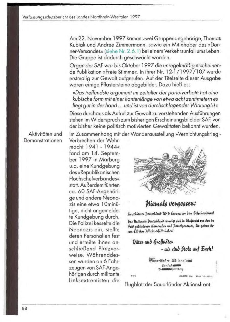 Seite 90 des Verfassungsschutzbericht 1997 Nordrhein-Westfalen
