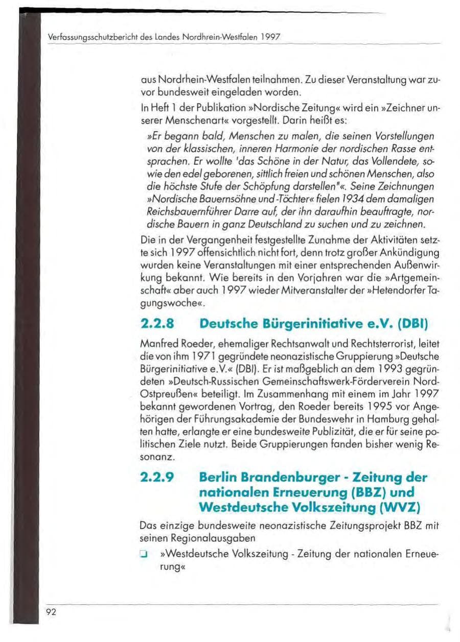 Seite 94 des Verfassungsschutzbericht 1997 Nordrhein-Westfalen