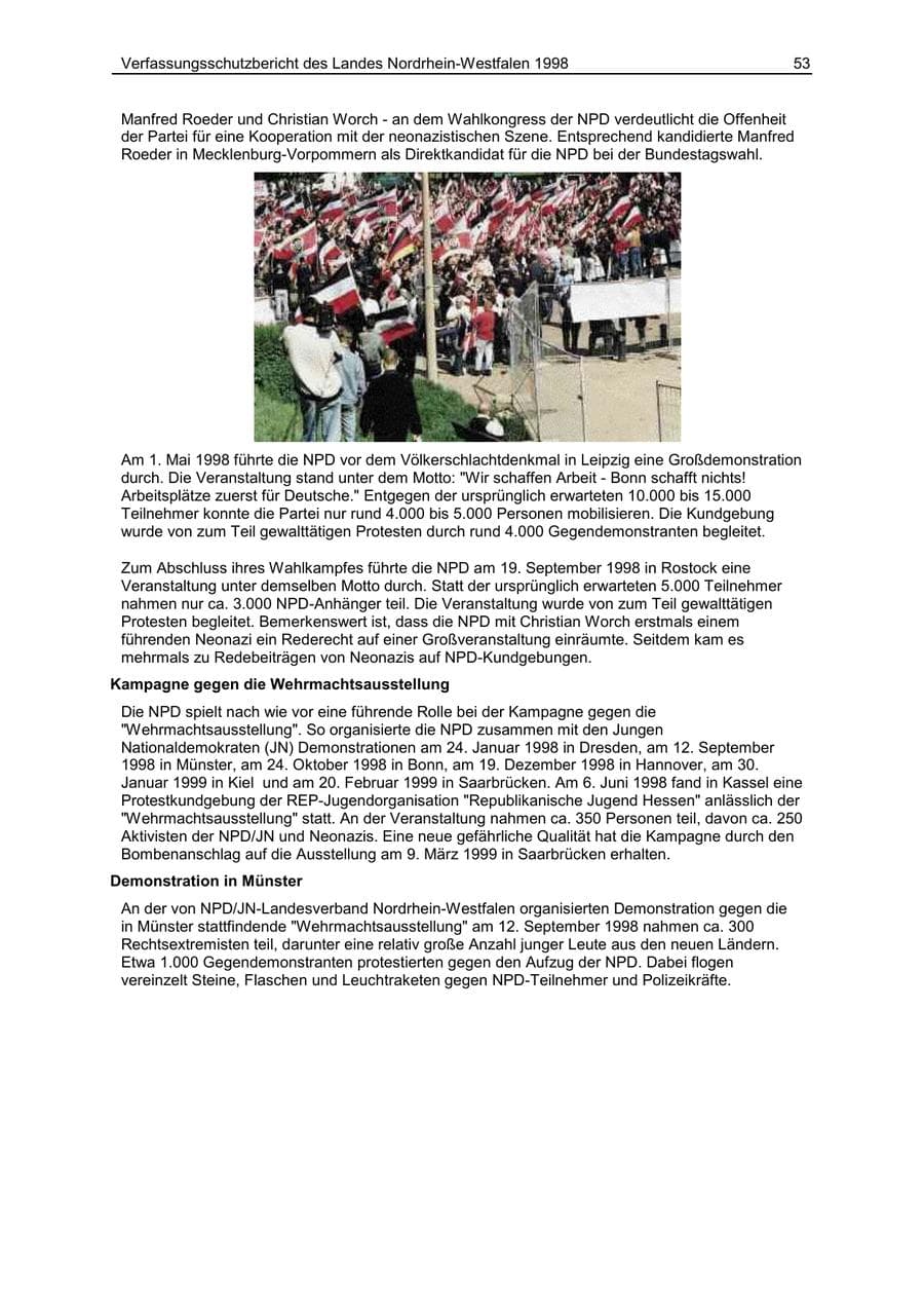 Seite 53 des Verfassungsschutzbericht 1998 Nordrhein-Westfalen