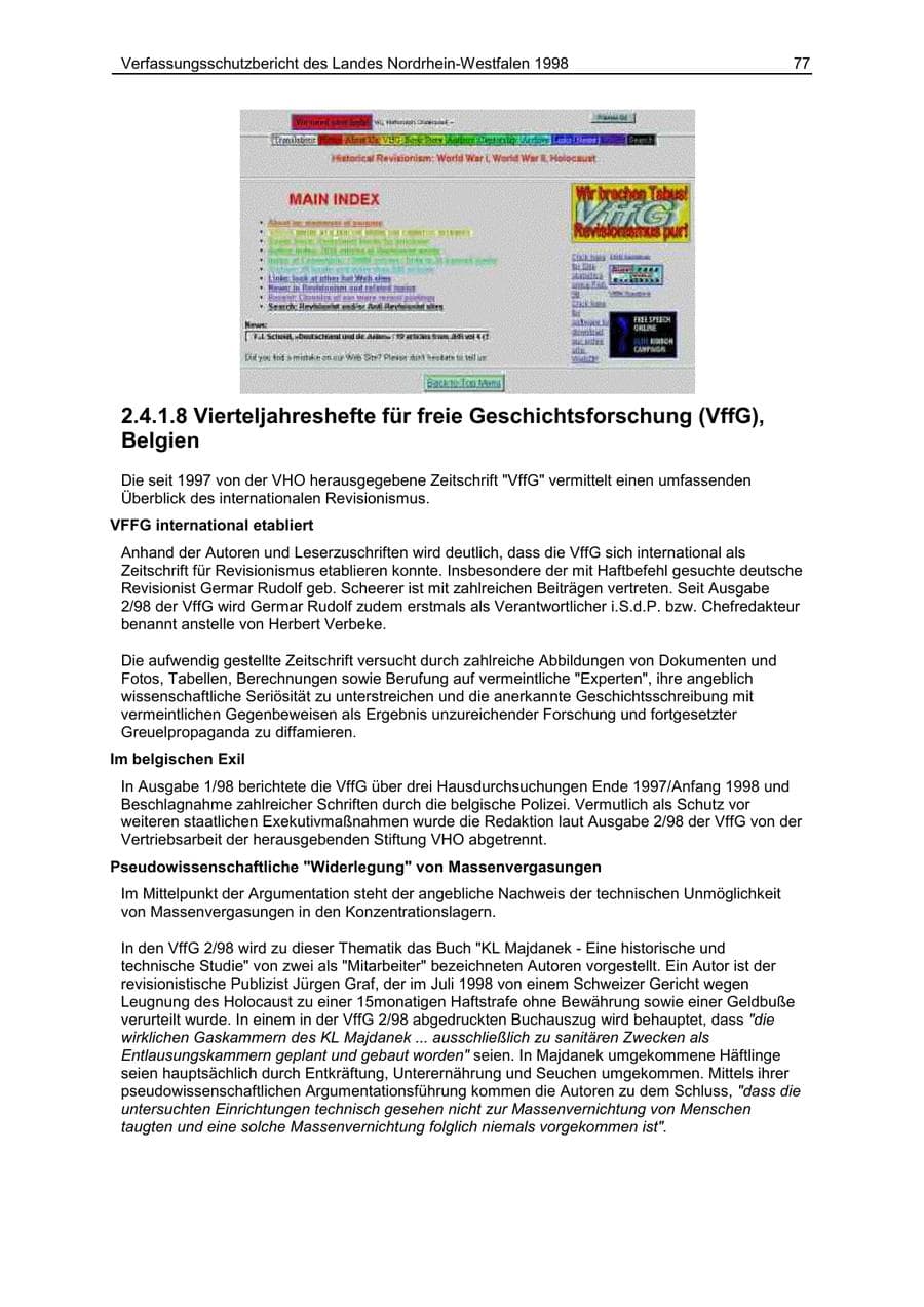 Seite 77 des Verfassungsschutzbericht 1998 Nordrhein-Westfalen