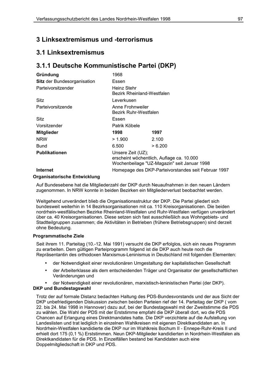 Seite 97 des Verfassungsschutzbericht 1998 Nordrhein-Westfalen