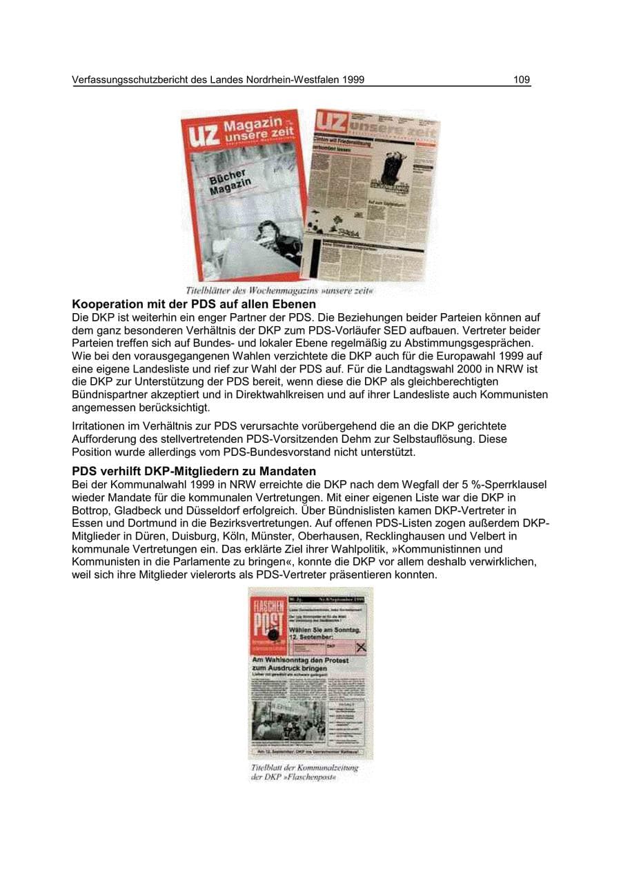 Seite 109 des Verfassungsschutzbericht 1999 Nordrhein-Westfalen