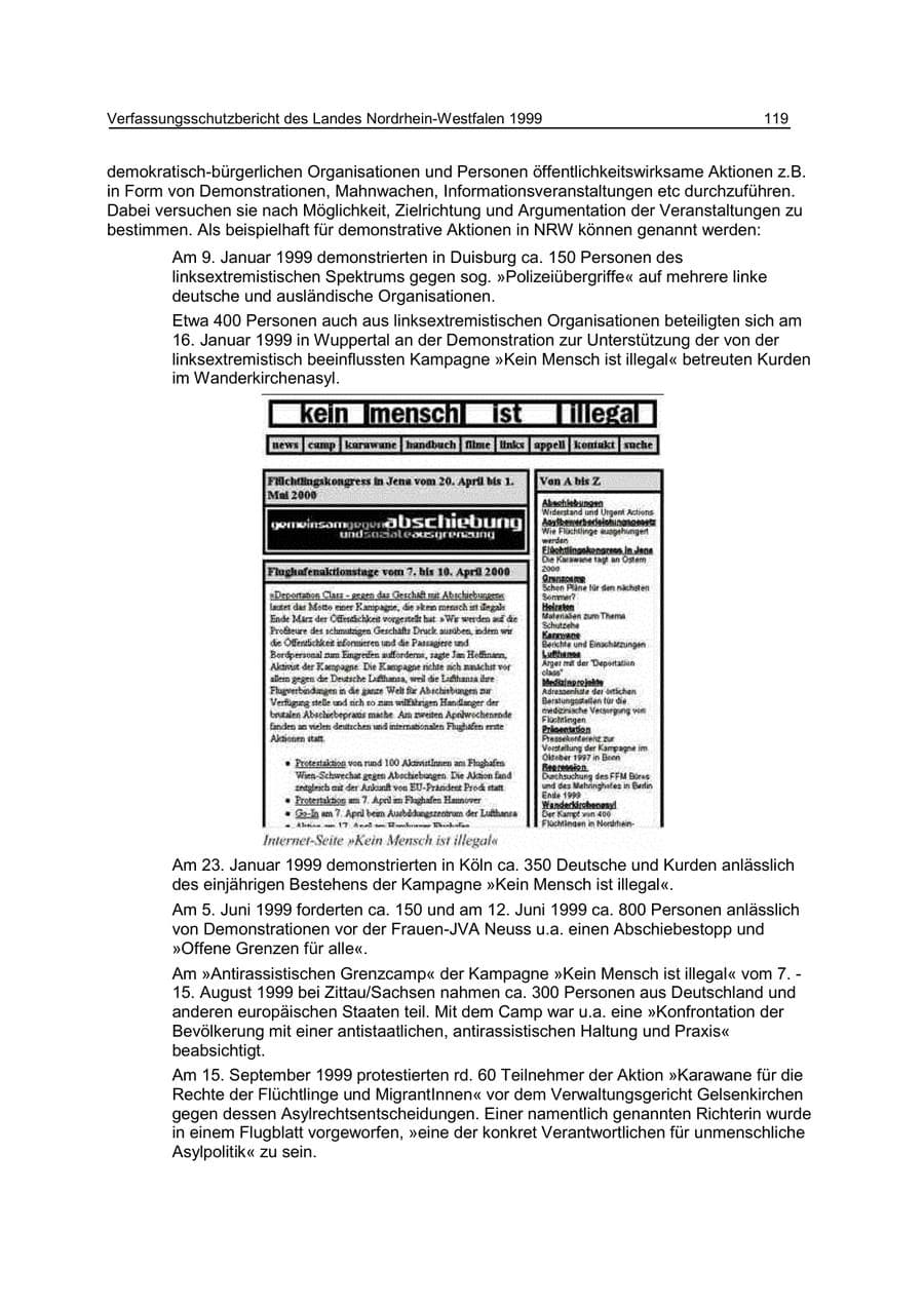 Seite 119 des Verfassungsschutzbericht 1999 Nordrhein-Westfalen