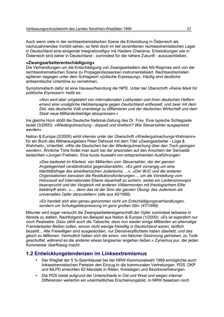 Seite 27 des Verfassungsschutzbericht 1999 Nordrhein-Westfalen