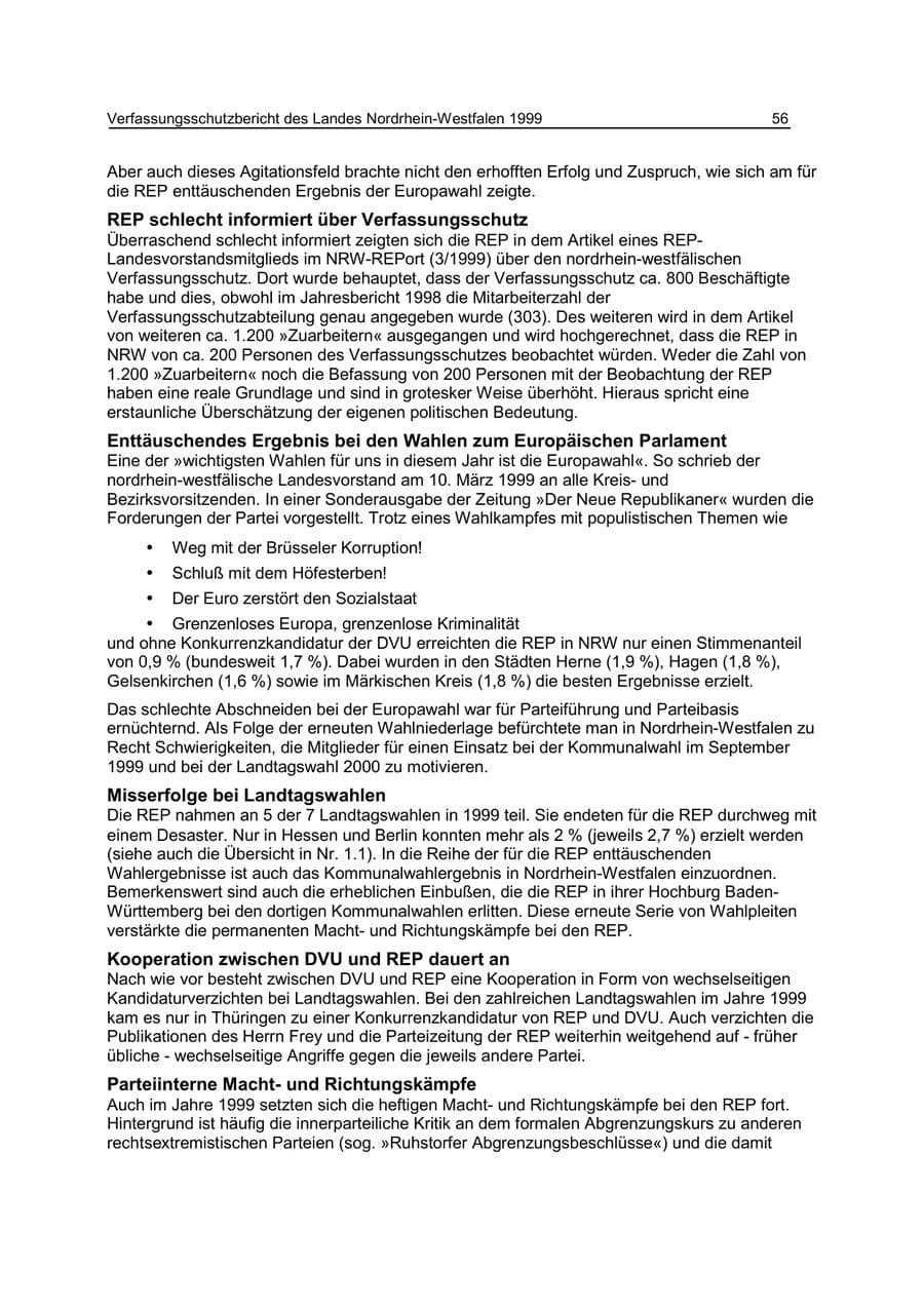 Seite 56 des Verfassungsschutzbericht 1999 Nordrhein-Westfalen