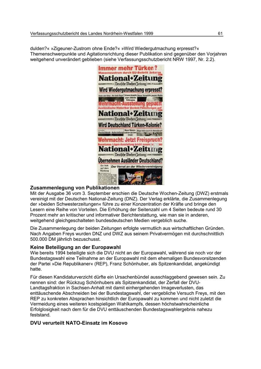 Seite 61 des Verfassungsschutzbericht 1999 Nordrhein-Westfalen