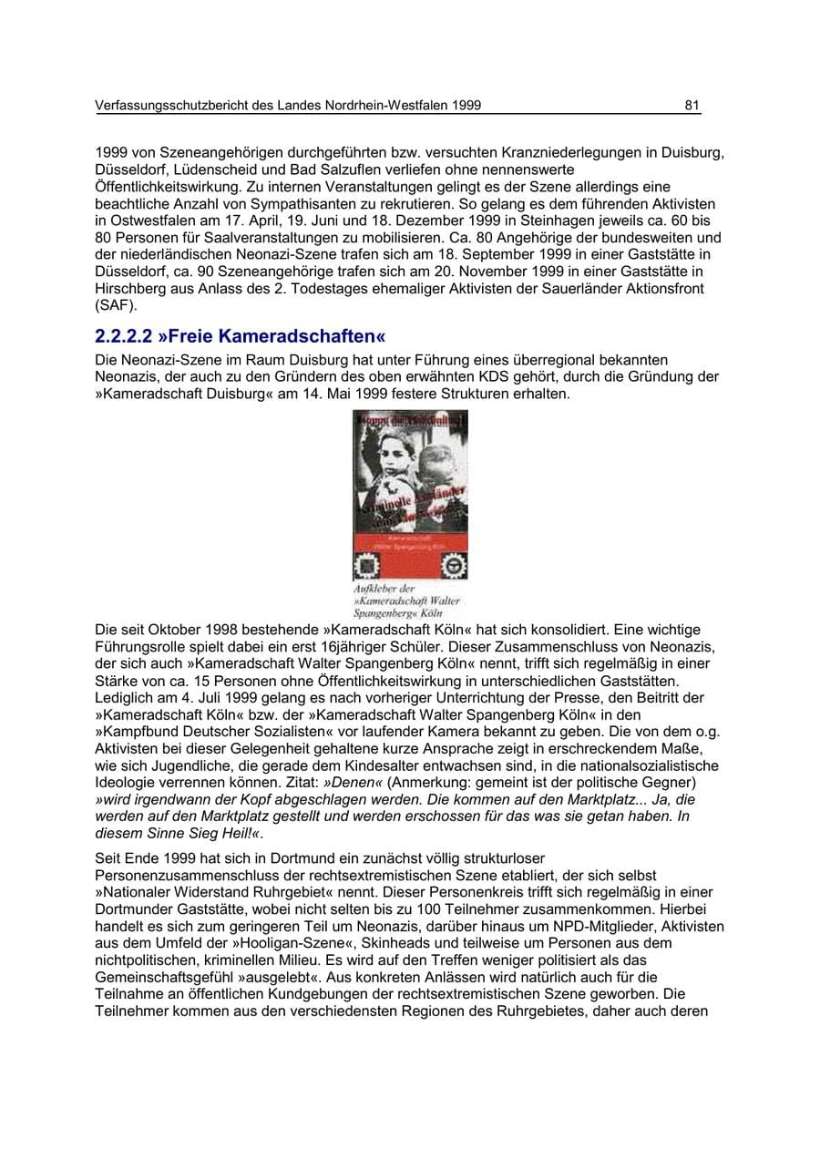 Seite 81 des Verfassungsschutzbericht 1999 Nordrhein-Westfalen