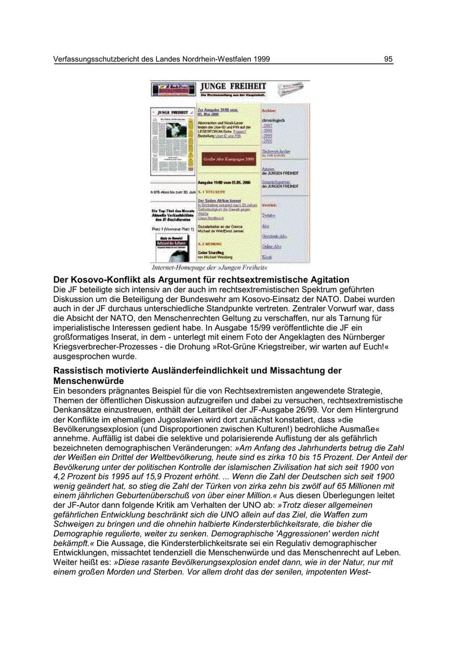 Seite 95 des Verfassungsschutzbericht 1999 Nordrhein-Westfalen