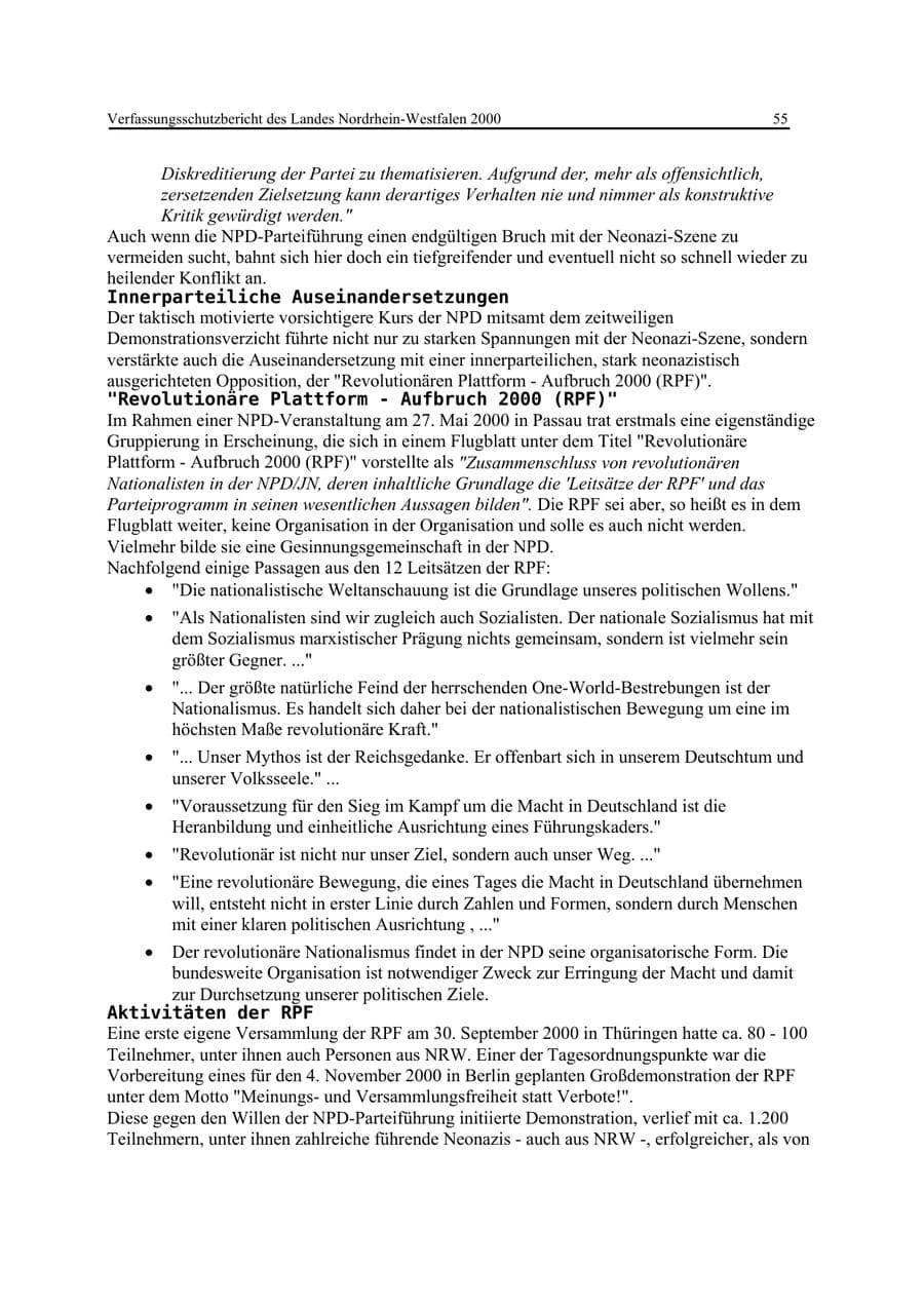 Seite 55 des Verfassungsschutzbericht 2000 Nordrhein-Westfalen
