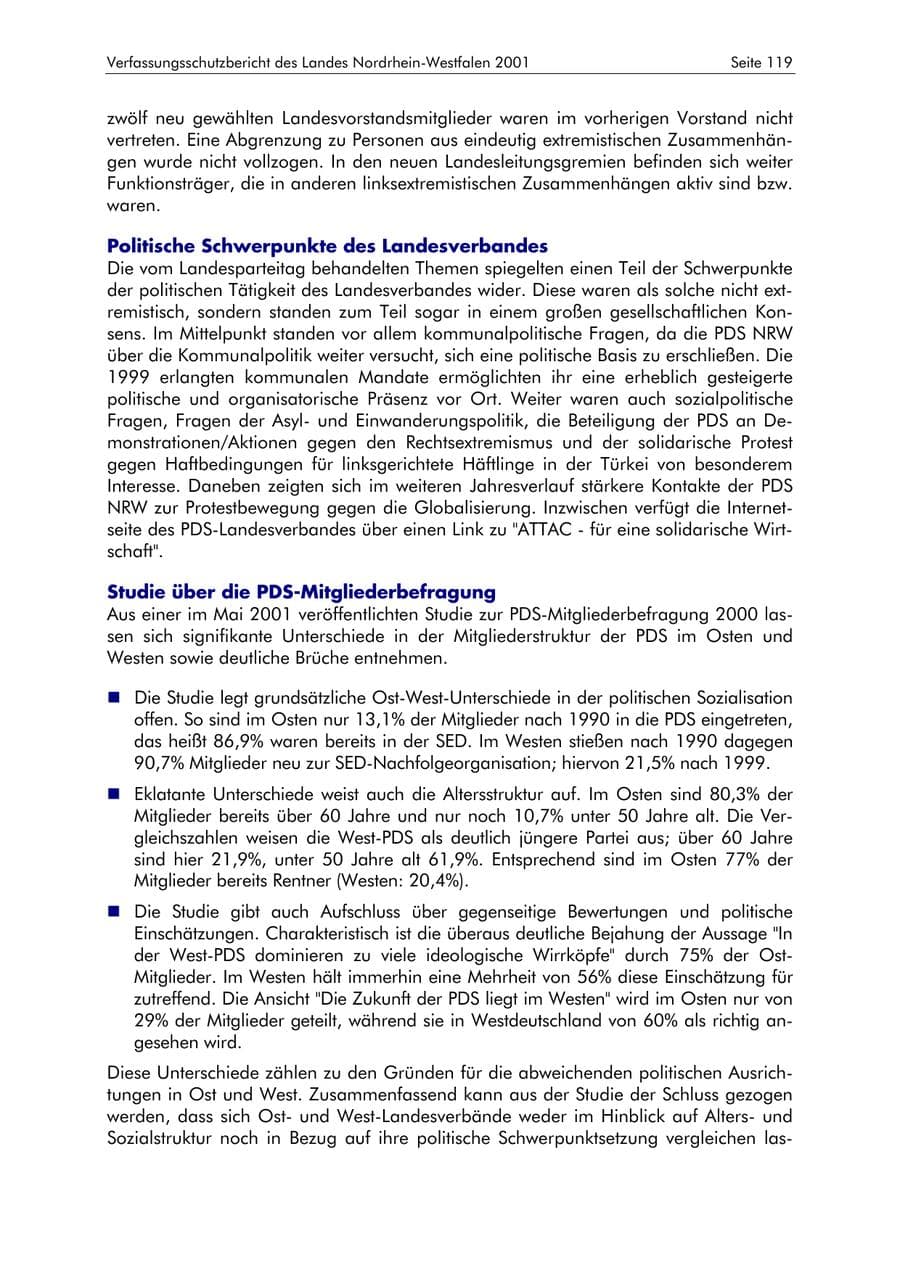Seite 119 des Verfassungsschutzbericht 2001 Nordrhein-Westfalen