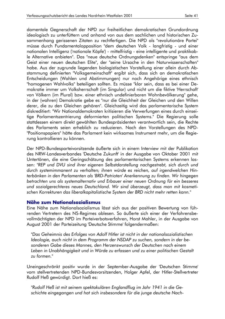 Seite 41 des Verfassungsschutzbericht 2001 Nordrhein-Westfalen