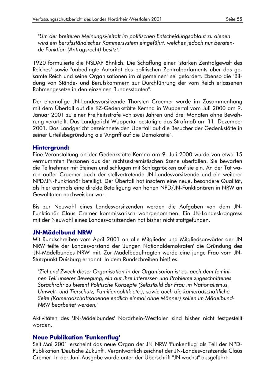 Seite 55 des Verfassungsschutzbericht 2001 Nordrhein-Westfalen