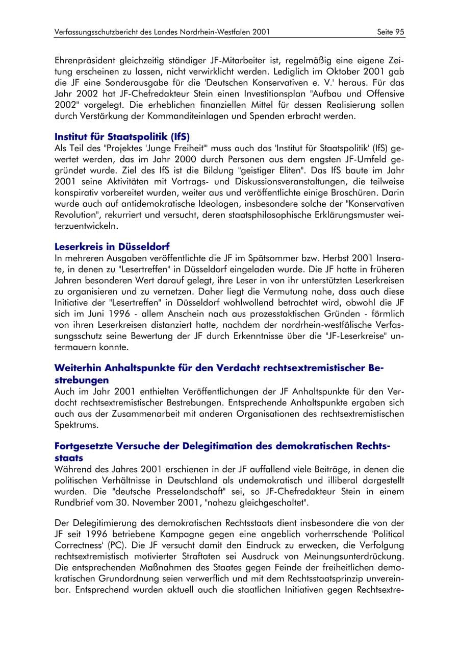 Seite 95 des Verfassungsschutzbericht 2001 Nordrhein-Westfalen