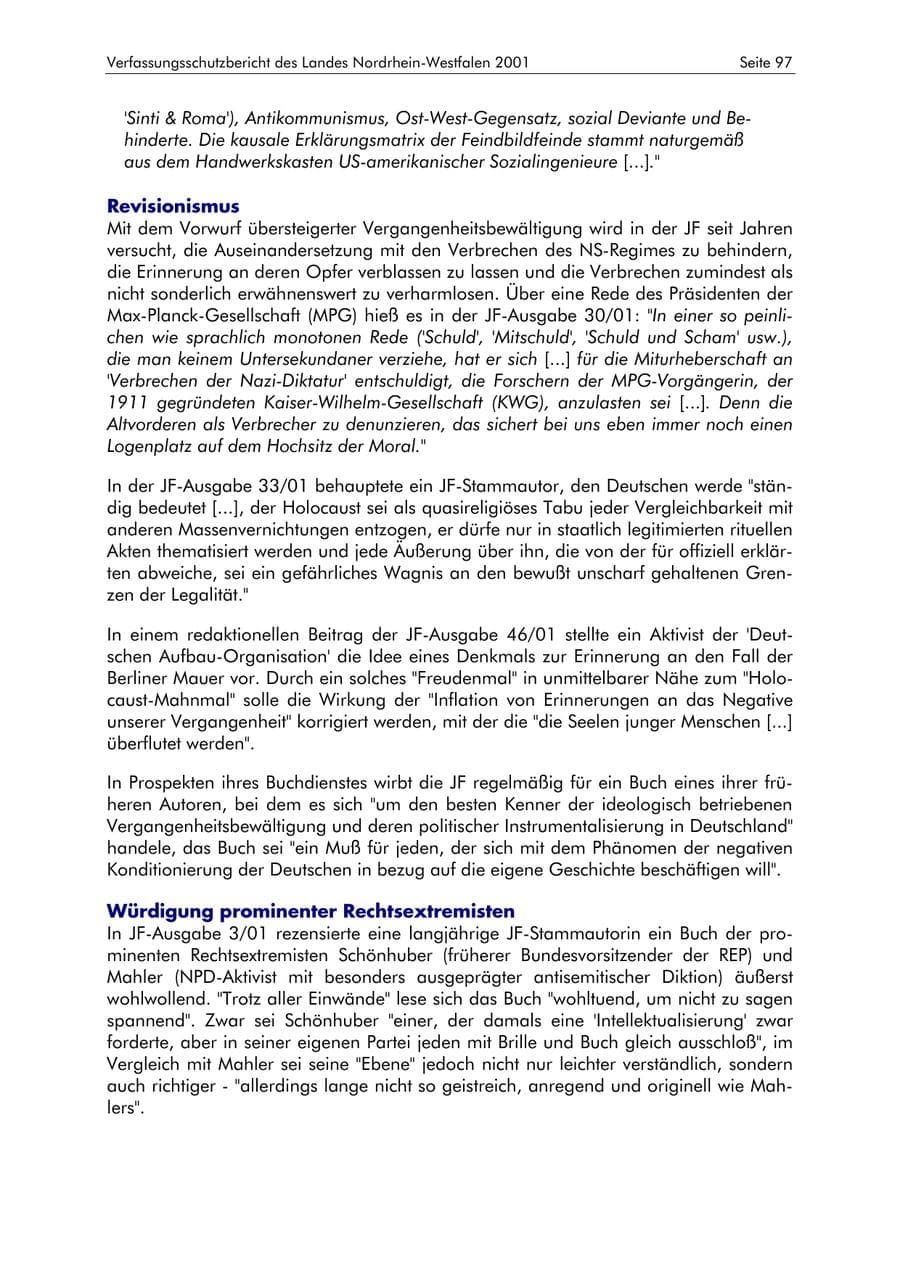 Seite 97 des Verfassungsschutzbericht 2001 Nordrhein-Westfalen