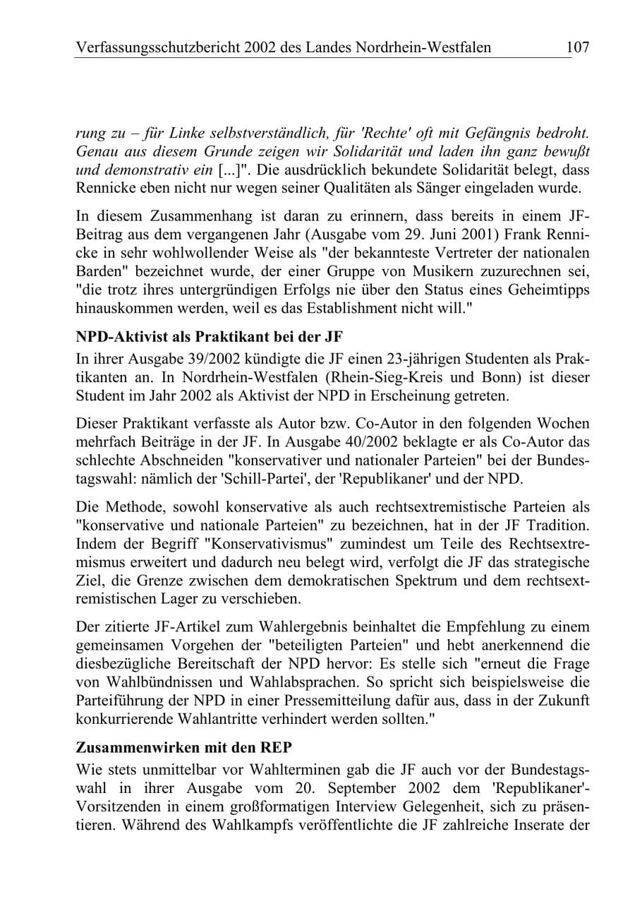Seite 106 des Verfassungsschutzbericht 2002 Nordrhein-Westfalen