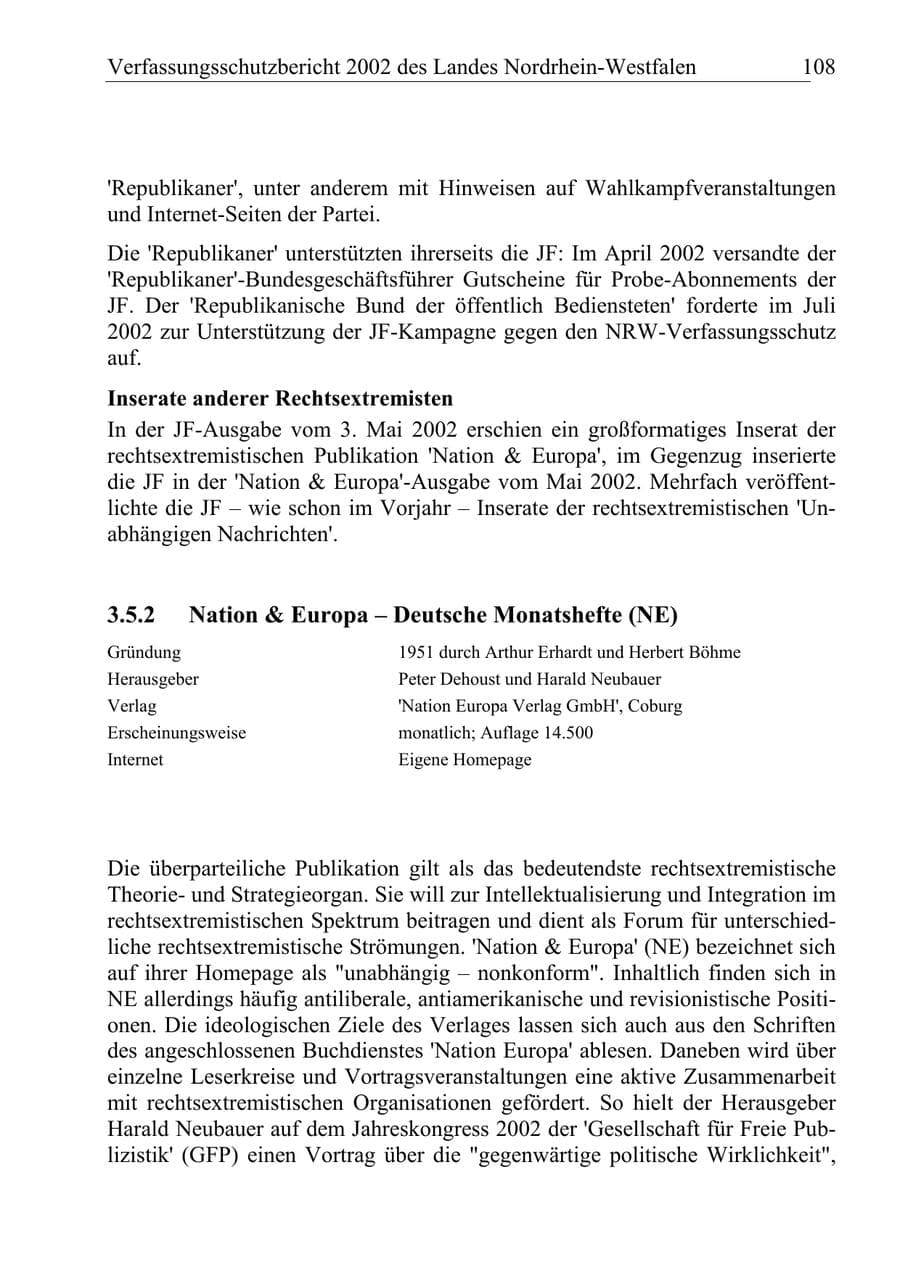 Seite 107 des Verfassungsschutzbericht 2002 Nordrhein-Westfalen