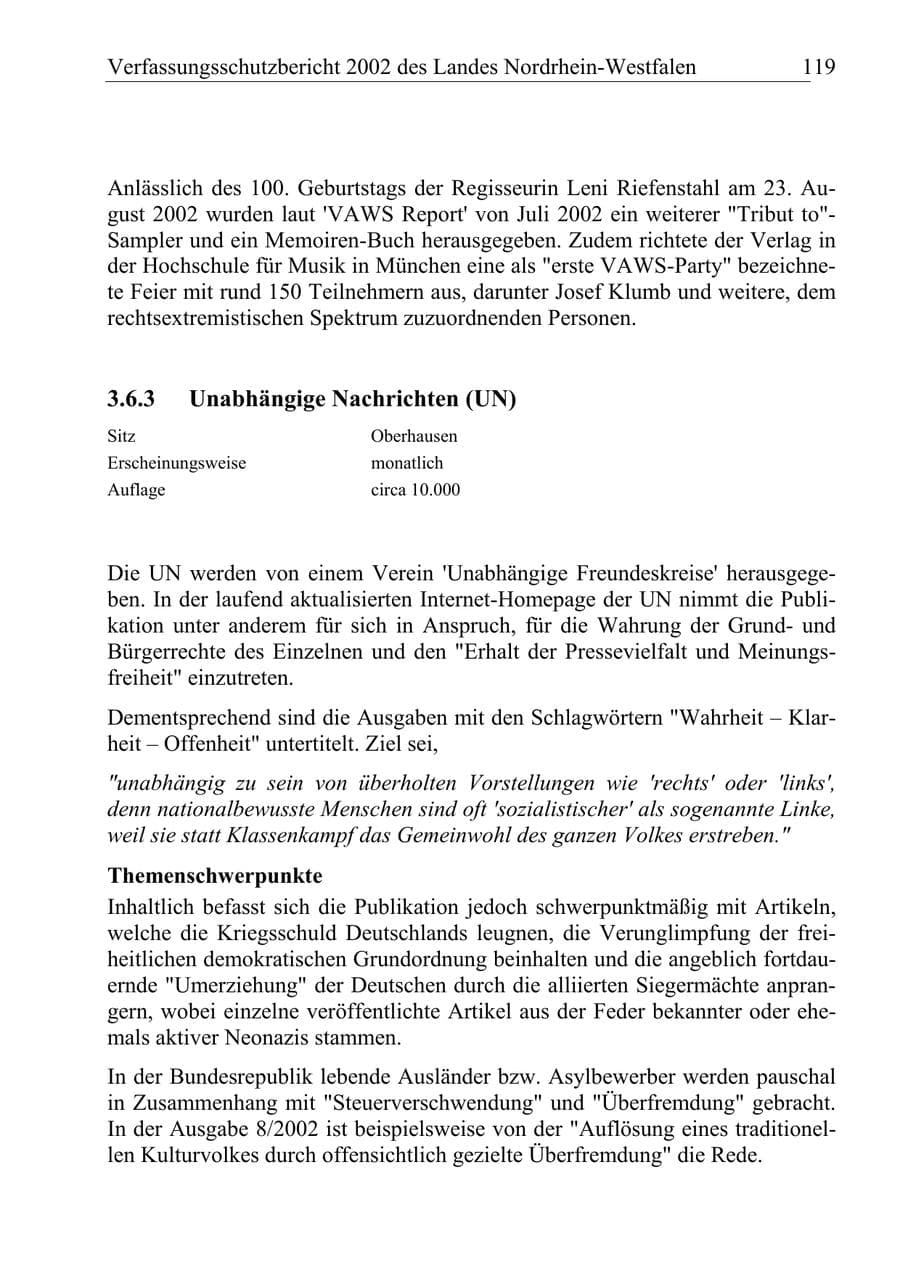 Seite 118 des Verfassungsschutzbericht 2002 Nordrhein-Westfalen