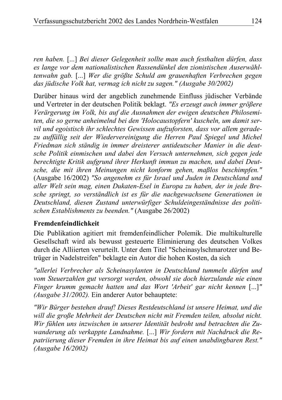Seite 123 des Verfassungsschutzbericht 2002 Nordrhein-Westfalen
