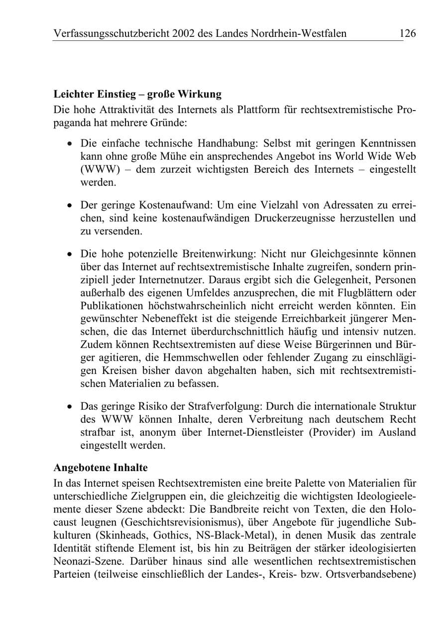 Seite 125 des Verfassungsschutzbericht 2002 Nordrhein-Westfalen