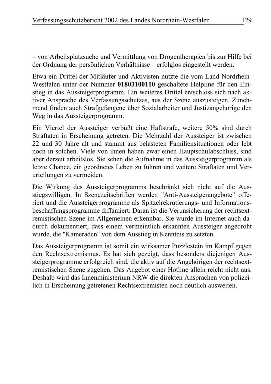 Seite 128 des Verfassungsschutzbericht 2002 Nordrhein-Westfalen